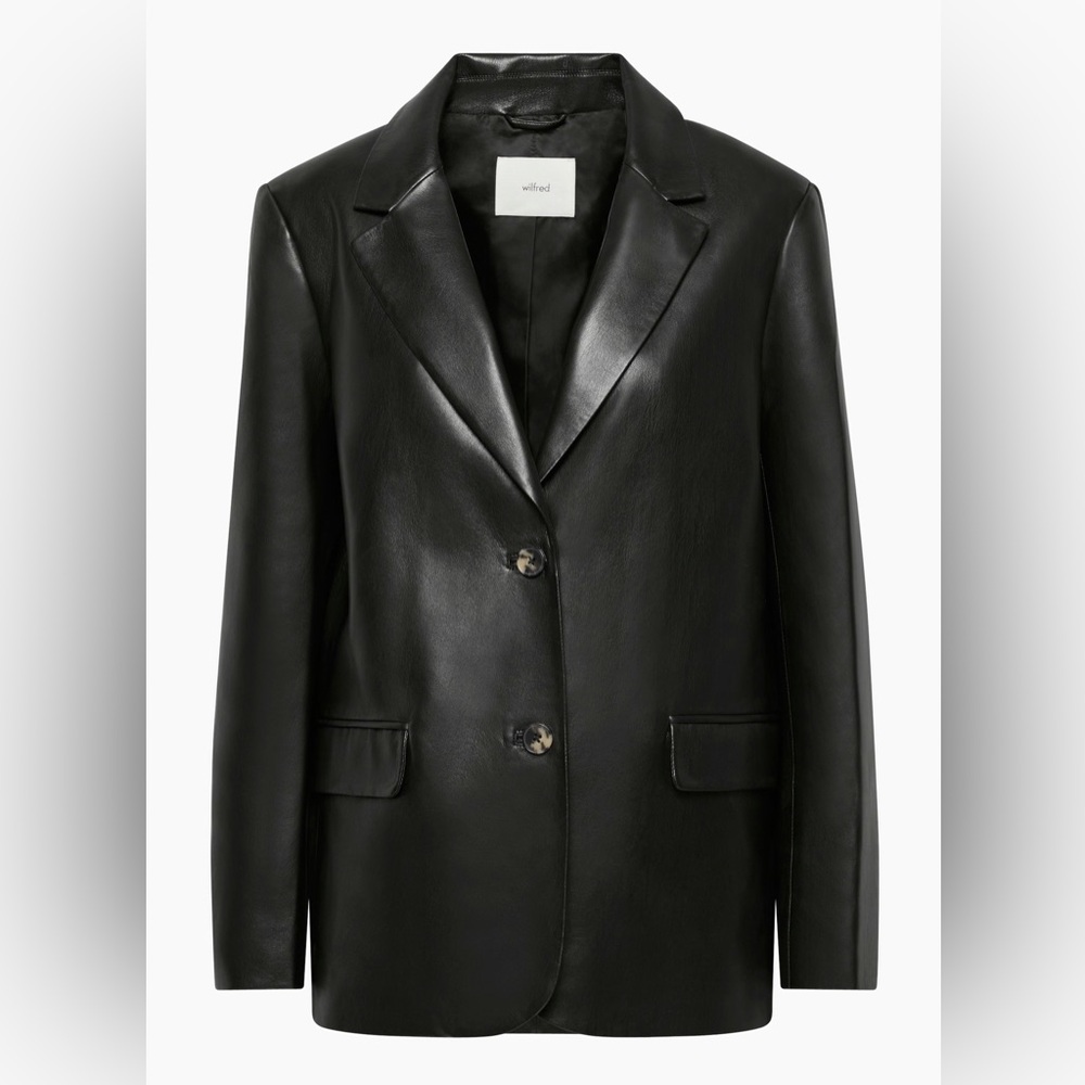 Aritzia Wilfred Black Leather Blazer - Picture 2 of 5